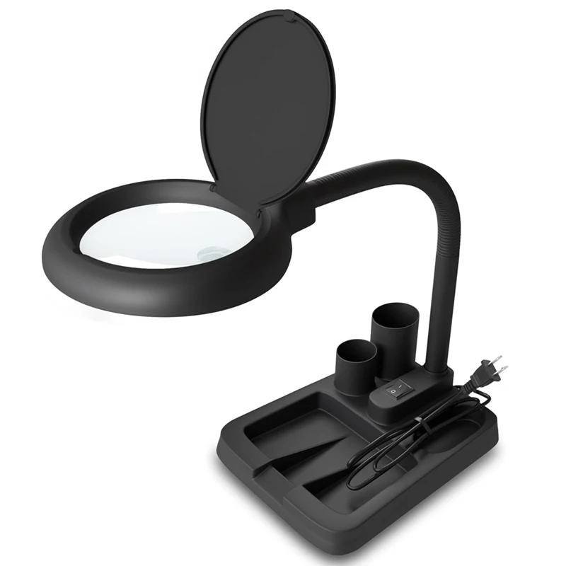 Lupa com Luz Led Iluminado Alta Visão Lupa Candeeiro de Mesa Leitura Fechar Trabalho 5x 10x 40
