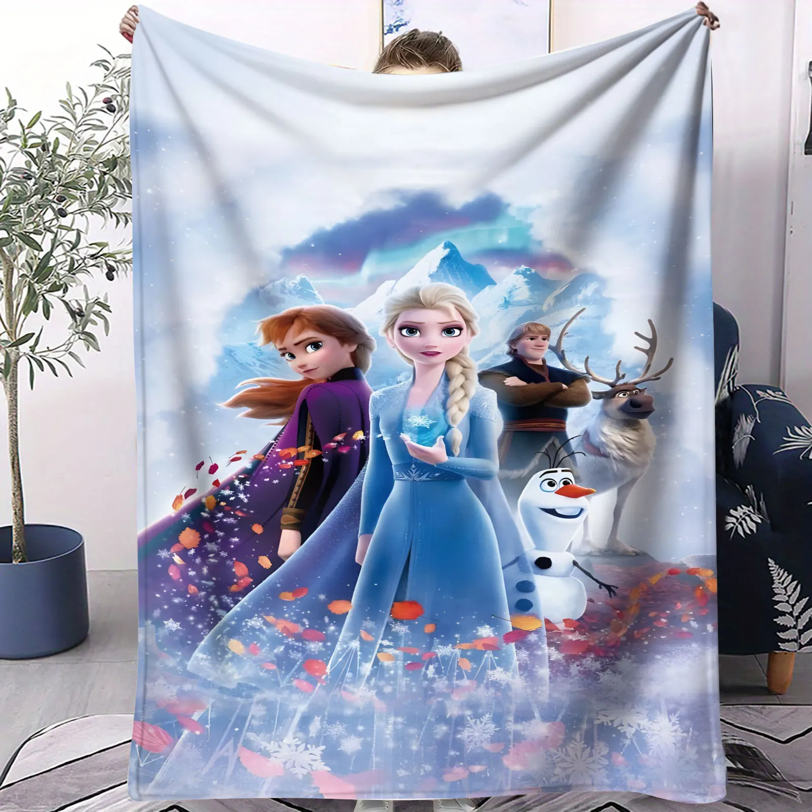 بطانية الفانيلا المجمدة إلسا آنا أولاف الكرتون لينة رمي للأطفال غرفة نوم أريكة التخييم في الهواء الطلق عيد الميلاد هدية عيد ميلاد الاستخدام اليومي #6