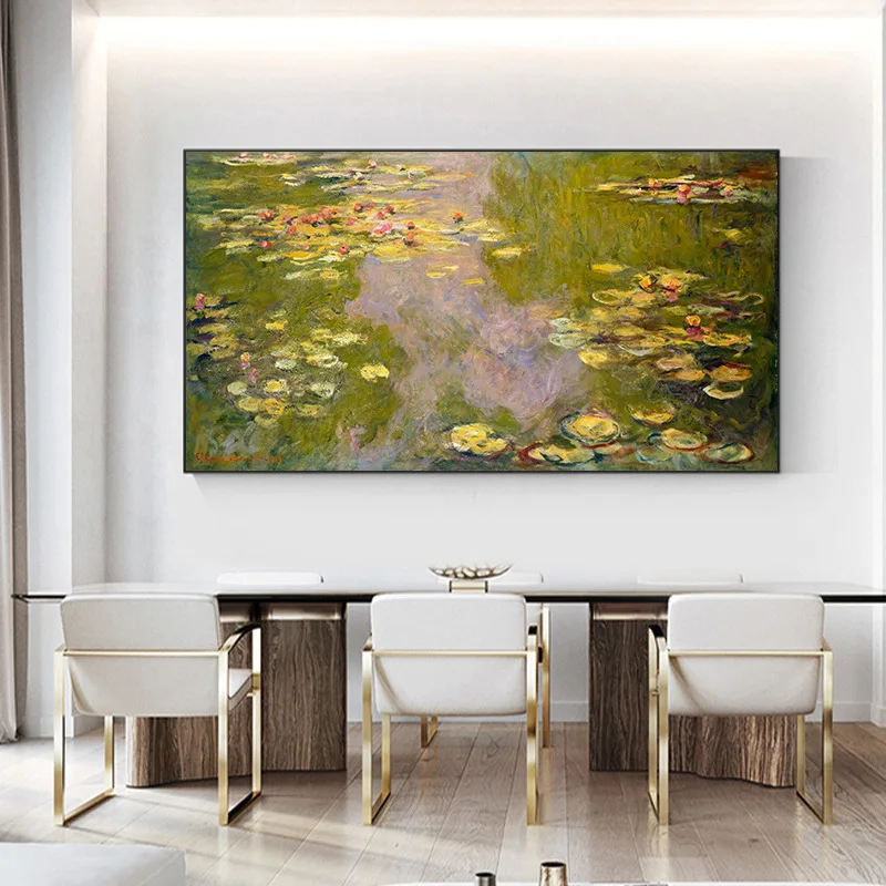 

Famous Claude Monet Wall Art Canvas Painting with Frame Water Lilies Seaside Pastoral Landscape Vintage Poster Decor Picture