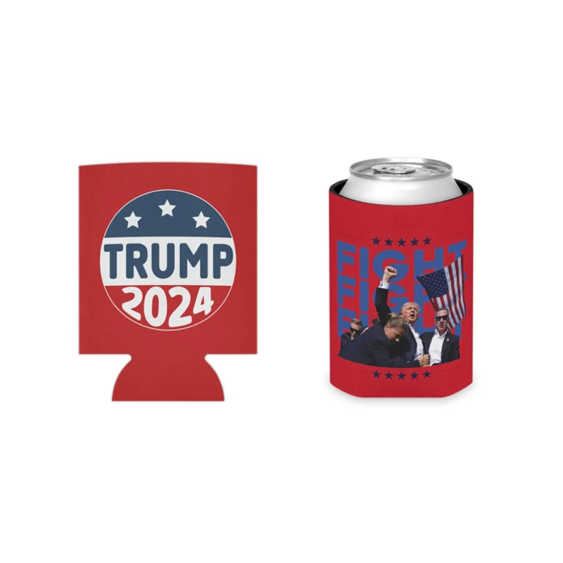 Trump 2024 Can Cooler Trump Fight Shot Drink Koozie Republican Drink Sleeve Beer Sleeve for party supplies brithday gifts