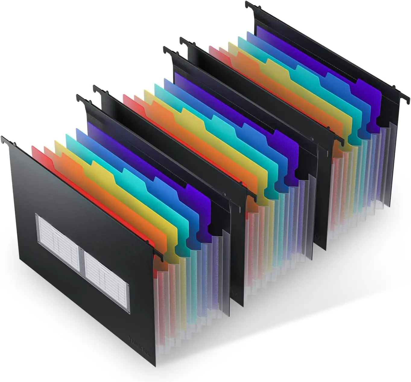 

Plastic Expanding Hanging File Folders, 7 Pockets, Large Capacity, Multi-Color Tabs, Letter Size - 3 Packs