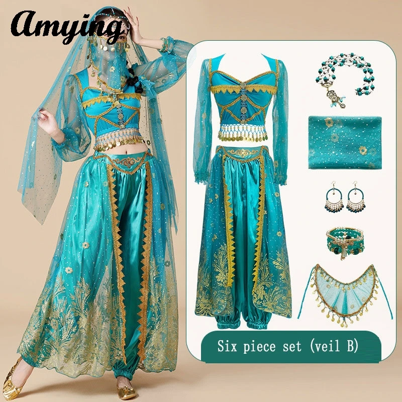 Adult Belly Dance Costume Set Sunday Best Palace Style Exotic Style Suit Women Halloween Performance Jasmine Princess Clothing 