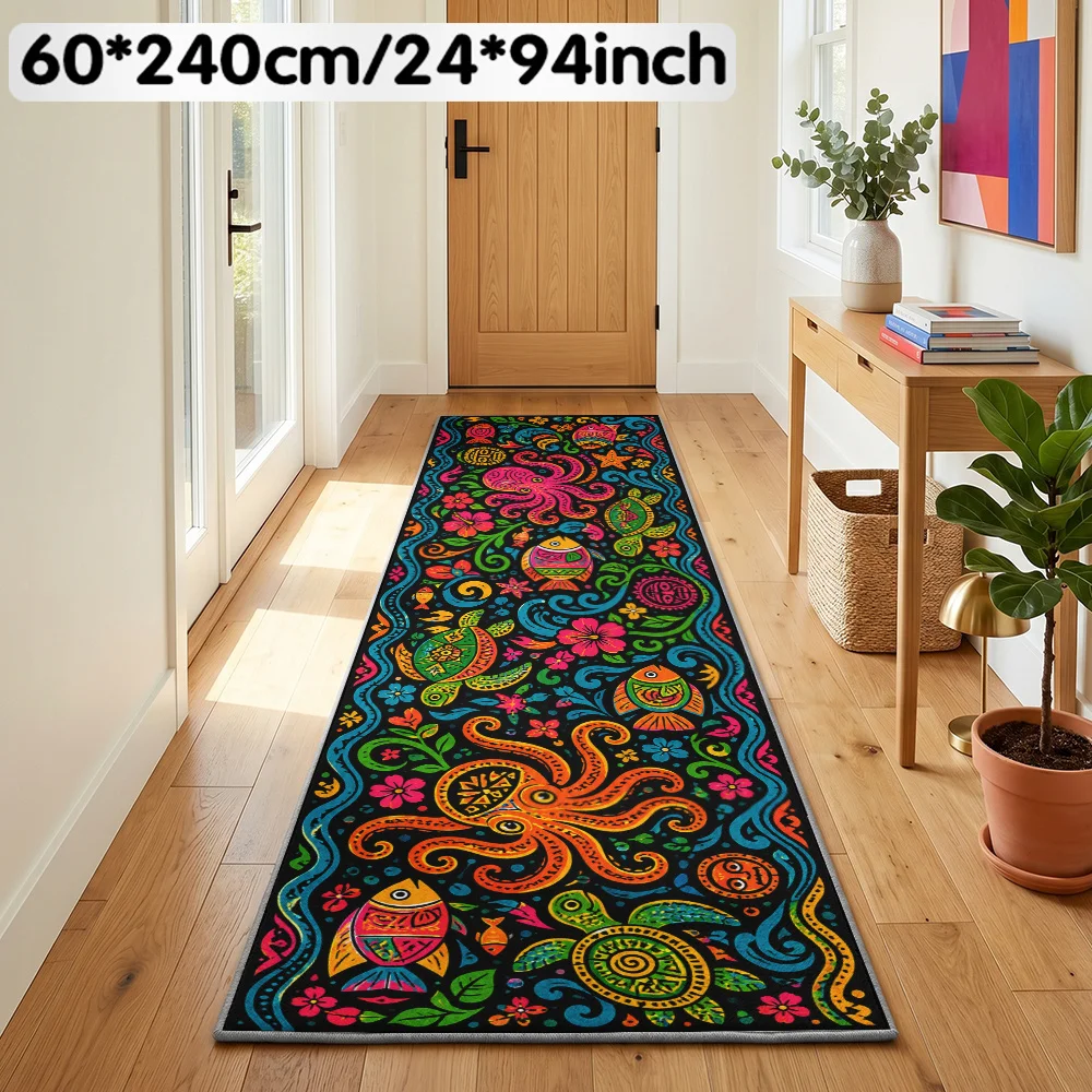 Traditional Bohemian Runner Rug Moroccan Vintage Totem Carpet For Hallway Patio Balcony Luxury Living Room Long Floor Mat