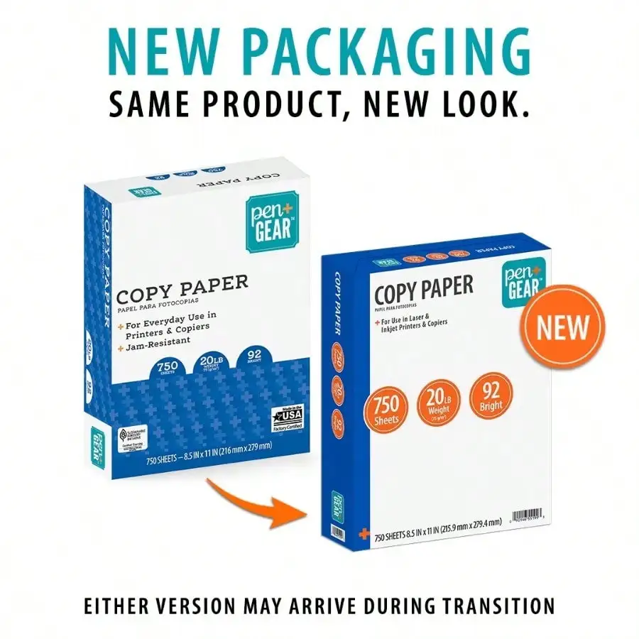 (4 パック) コピー用紙、白、8.5 インチ x 11 インチ、20 ポンド、92 光沢