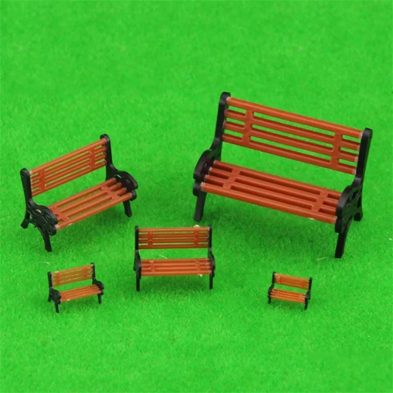 10 sztuk/partia HO N O skala ABS plastikowe DIY Model krzesło siedzisko parkowe do ogrodu kolei kolej kolej układ pociągu zabawka
