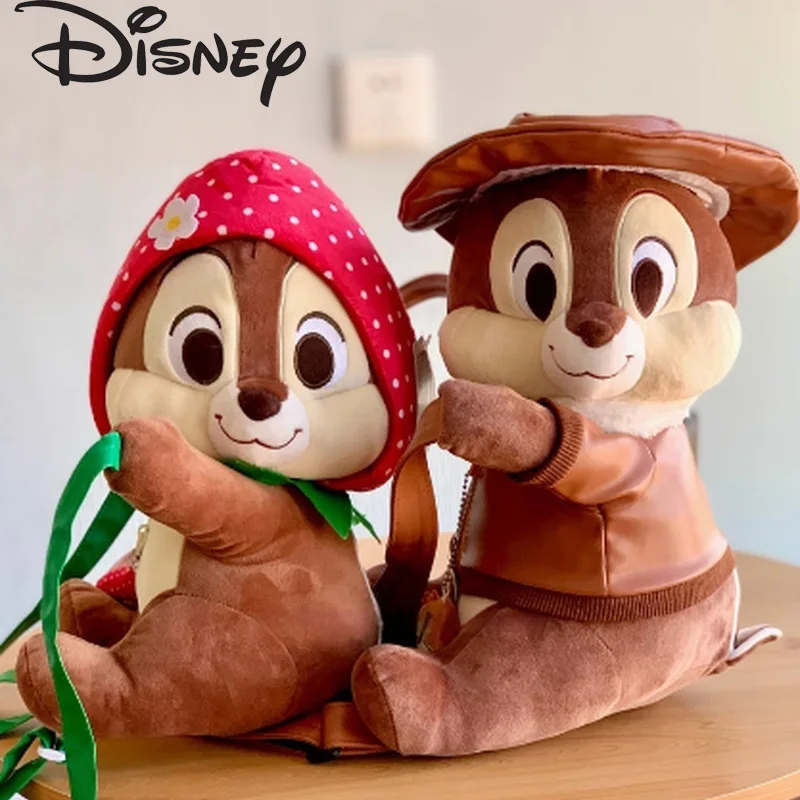 Disney Cartoon Plush Toy Bag Squirrel Stuffed Plush Backpack Cute Anime Pu Kawaii Girl Birthday Gift Girl