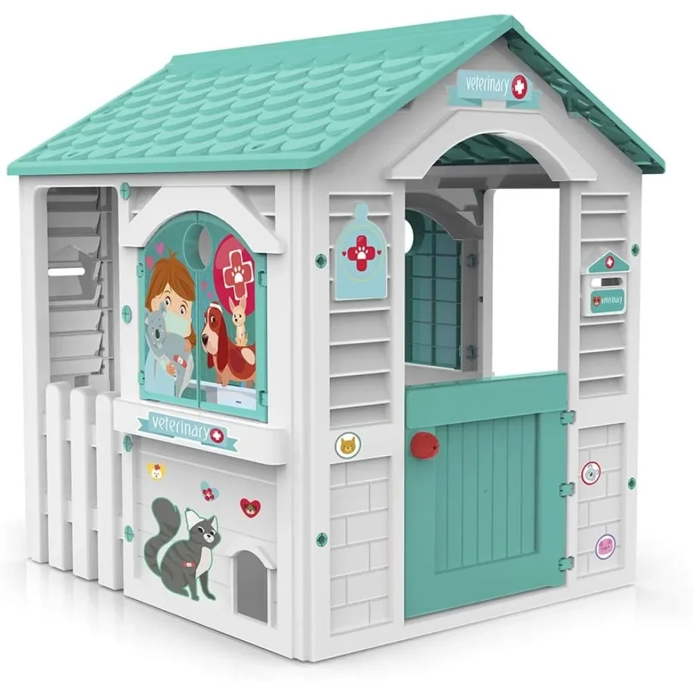 

Playhouses,Veterinary Play House Outdoor Playset for Kids Veterinarian Indoor Playset for Pretend Play Outdoor Kids Play Set Vet