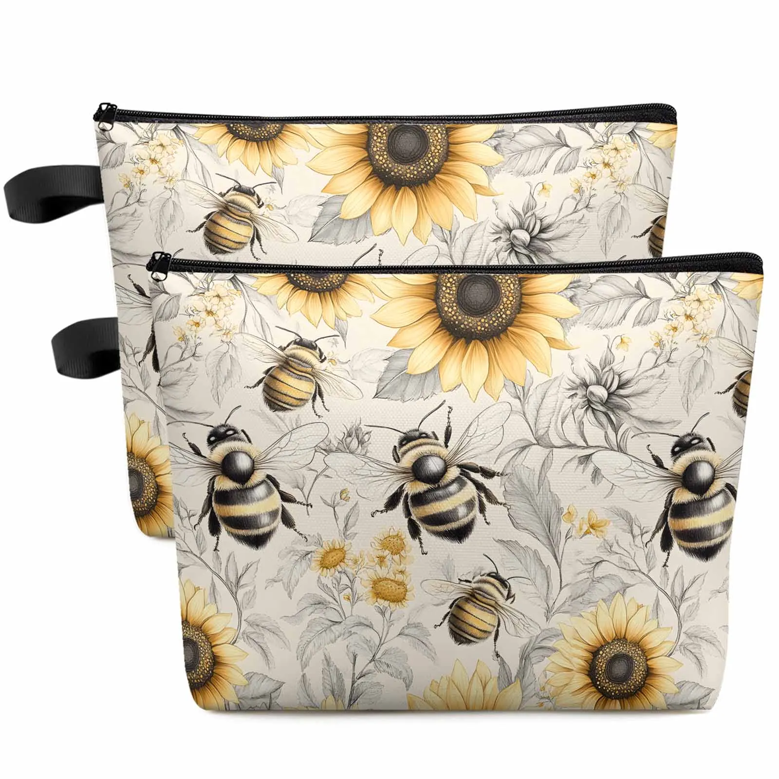 

Sunflower Bee Farm Large Capacity Travel Cosmetic Bag Portable Makeup Storage Pouch Women Waterproof Pencil Case