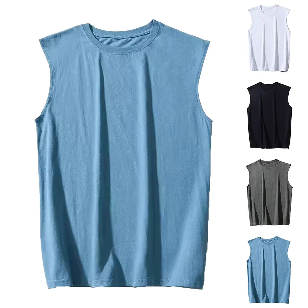 الرجال أساسيات فضفاضة س الرقبة تانك القمم الترفيه في الهواء الطلق كمال الاجسام بلون سترة