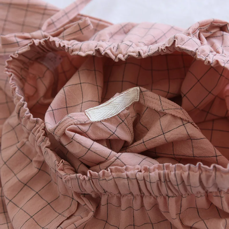 Pyjamahose für Damen, aus Baumwolle, für den Hausgebrauch, Herbst- und Winterhose, kariert, mit elastischem Bund und Kordel, Schlafhose für Studentinnen, weich und modisch. – Detail 16