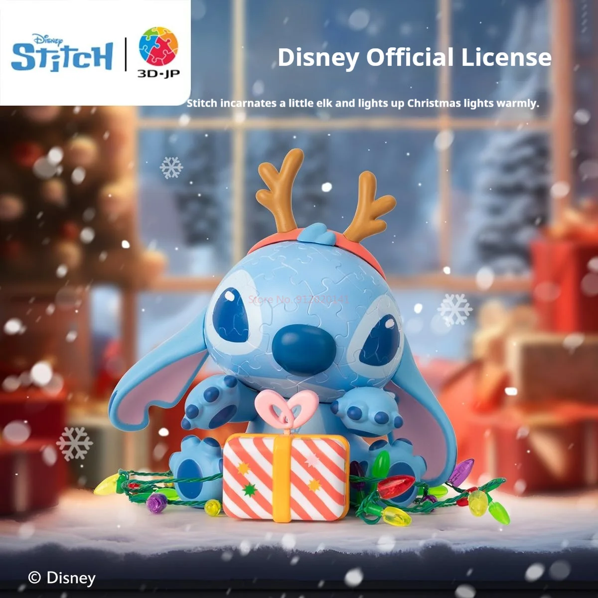 

3D-JP Disney Lilo & Stitch Christmas Night Light Anime Stitch Elk Night Lamp 3D Assembled Toy Ornament For Kids Christmas Gifts