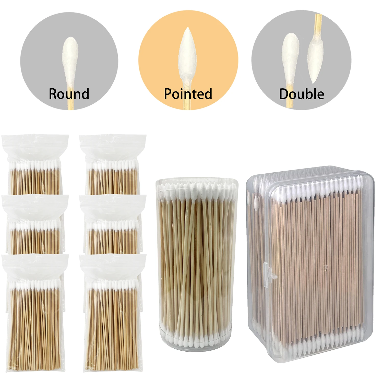 

Double Sided Cotton Swab 6 Inch Long Cotton Swabs for Gun Cleaning Electronic Cleaning Makeup Crafts with Bamboo Handle