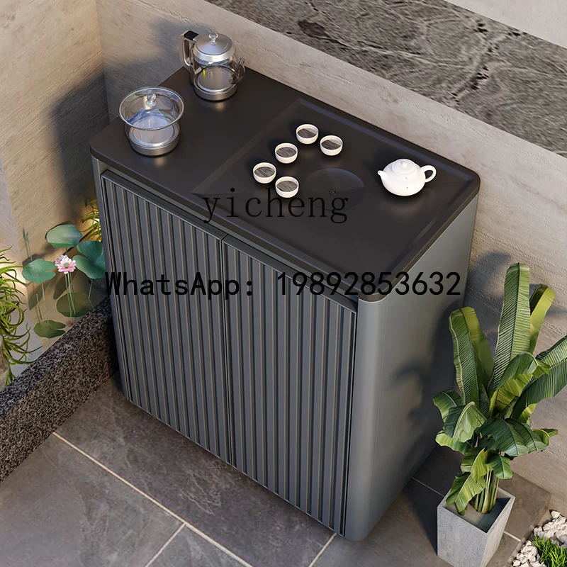 TT all-aluminum outdoor mobile tea table kettle integrated waterproof balcony tea table small apartment Kung Fu