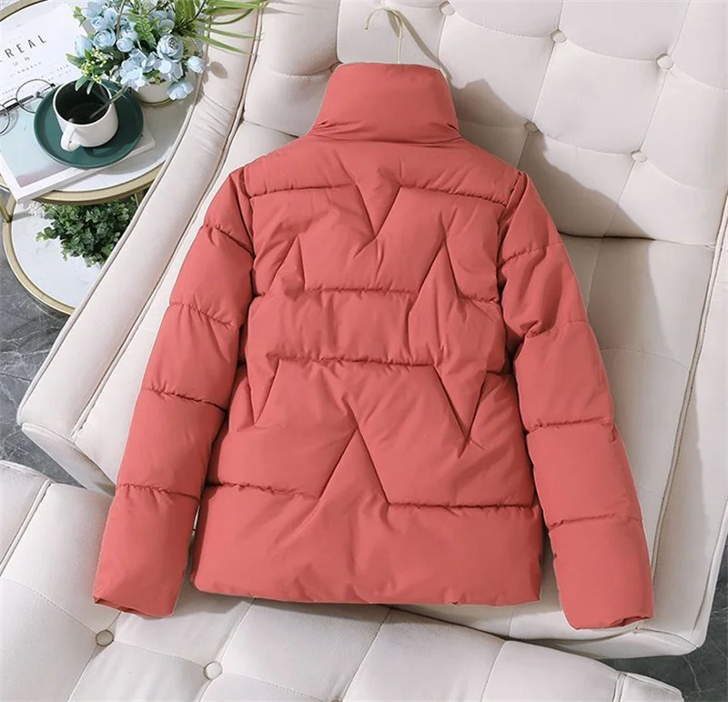 Verdickte kurze Baumwolljacke für Damen 2025, lockere Passform, Stehkragen, Herbst-Winter-Mode-Oberbekleidung, vielseitiger Baumwollmantel