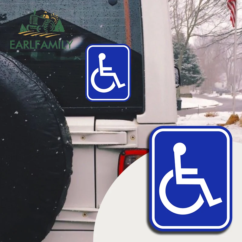 

EARLFAMILY 13cm X 9.5cm Disabled Sign Waterproof Car Stickers and Decals Camper Sunscreen Disability Car Door Decoration