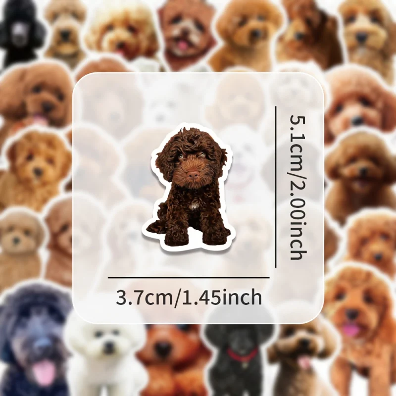 50pcs Puppy Poodle Sticker Cute and Adorable Creative Realistic StickersinsDecorative phone case, notebook, and planner stickers