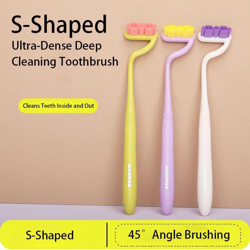 

Зубная щетка с мягкой щетиной для взрослых, S-образная вертикальная щетка в форме локтя, зубные щетки для пар, высококачественные домашние зубные щетки