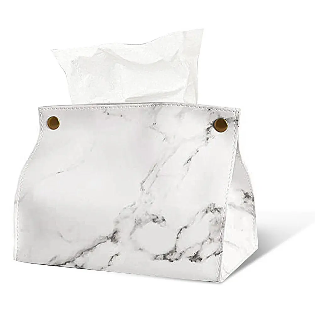 Stylish Marble Pattern Tissue Box Cover Holder Functional Paper Towel Dispenser for Home Office Restaurant Car Hotel and Bedroom