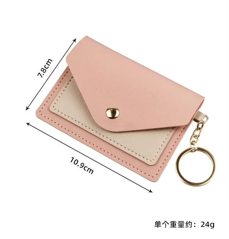 

Fresh and sweet style coin purse PU leather contrast design envelope card sleeve coin bank card storage bag