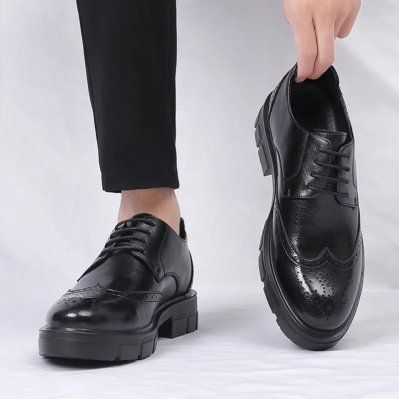 

Business Dress Leather Shoes Height 8CM Wedding Shoes Leather Shoes Men Autumn Height 10CM