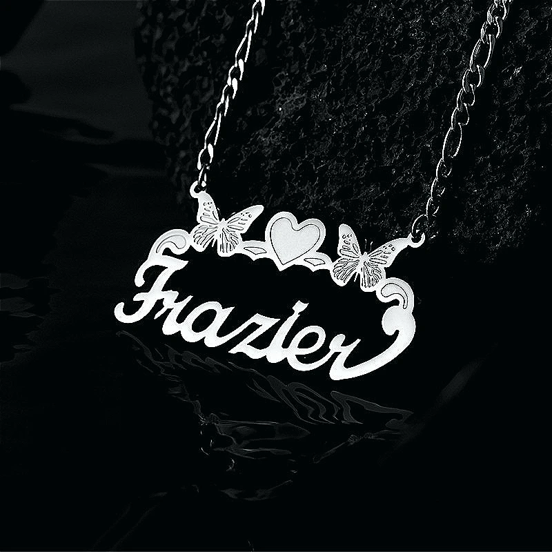 

Personalized Name Necklace for Women Stainless Steel Double Butterfly Love Pendant Necklace Holiday Jewelry Gift Drop shipping