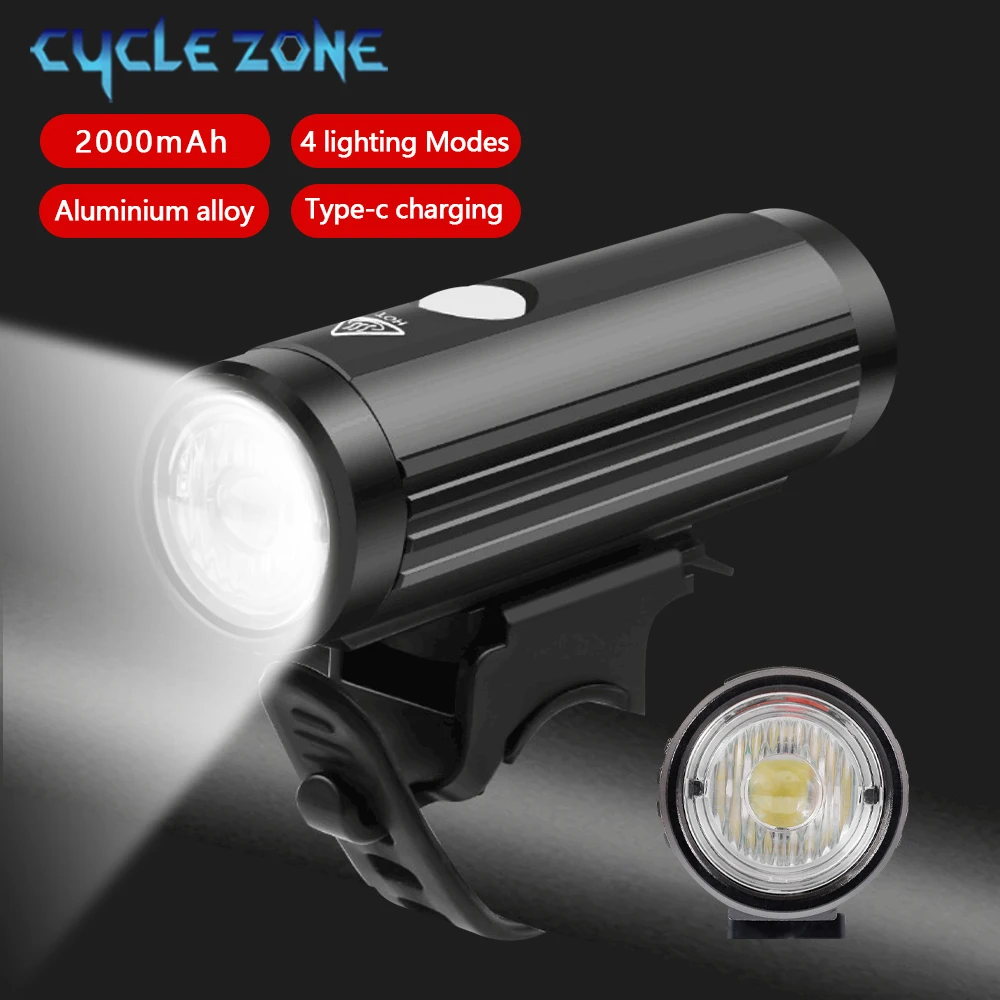 

Bicycle Front Light Type-C Rechargeable Aluminium Alloy Bike Handlebar Headlight Flashlight for Night Riding Cycling Accessories