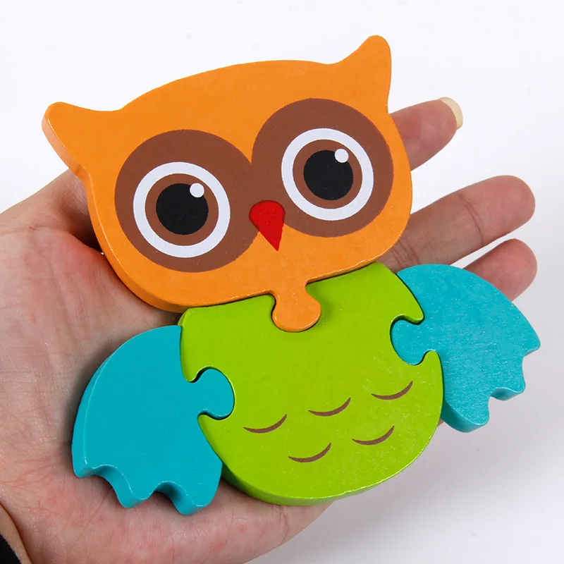 Wooden 3d Buckle Puzzle Kindergarten Children's Early Education Animal Shape Matching Puzzle Wooden Montessori Toys