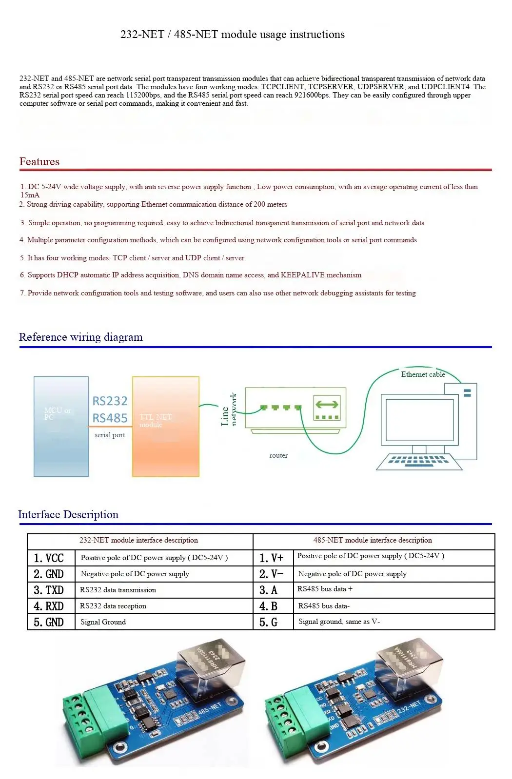 232/485/Serieller Port zu Ethernet-Port/UART zu Ethernet serieller Port Datenübertragung/CH9120 Modul – Detail 5
