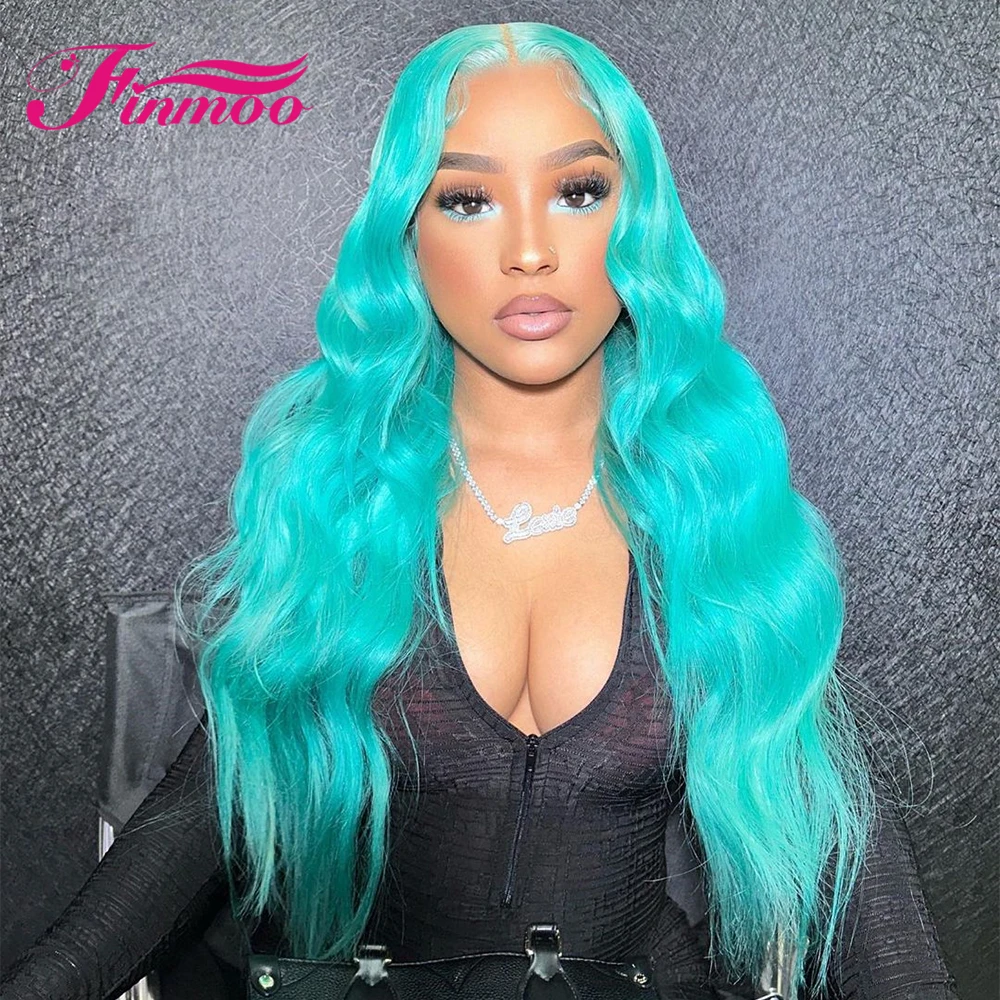 Blue Color Body Wave Lace Front Wig Transparent 13x4 Lace Front Human Hair Wigs For Black Woman Pre Plucked Remy Brazilian Hair