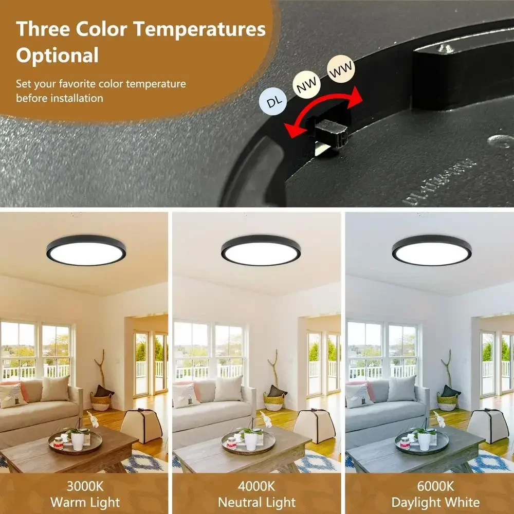 20 Inch Super Slim LED Ceiling Light 40W 4350LM Waterproof IP42 3 Color Temperatures Home Lighting