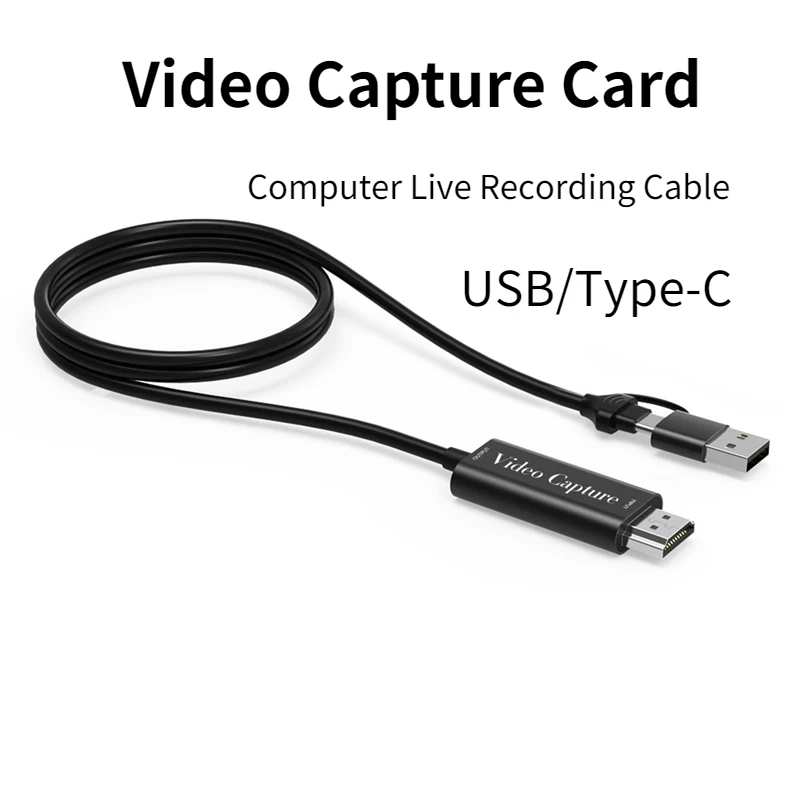 

Nku 1080P Video Capture Card 4K HD Source to USB-A/USB-C Video Grabber Box Cable for PC Computer Camera Live Stream Recording