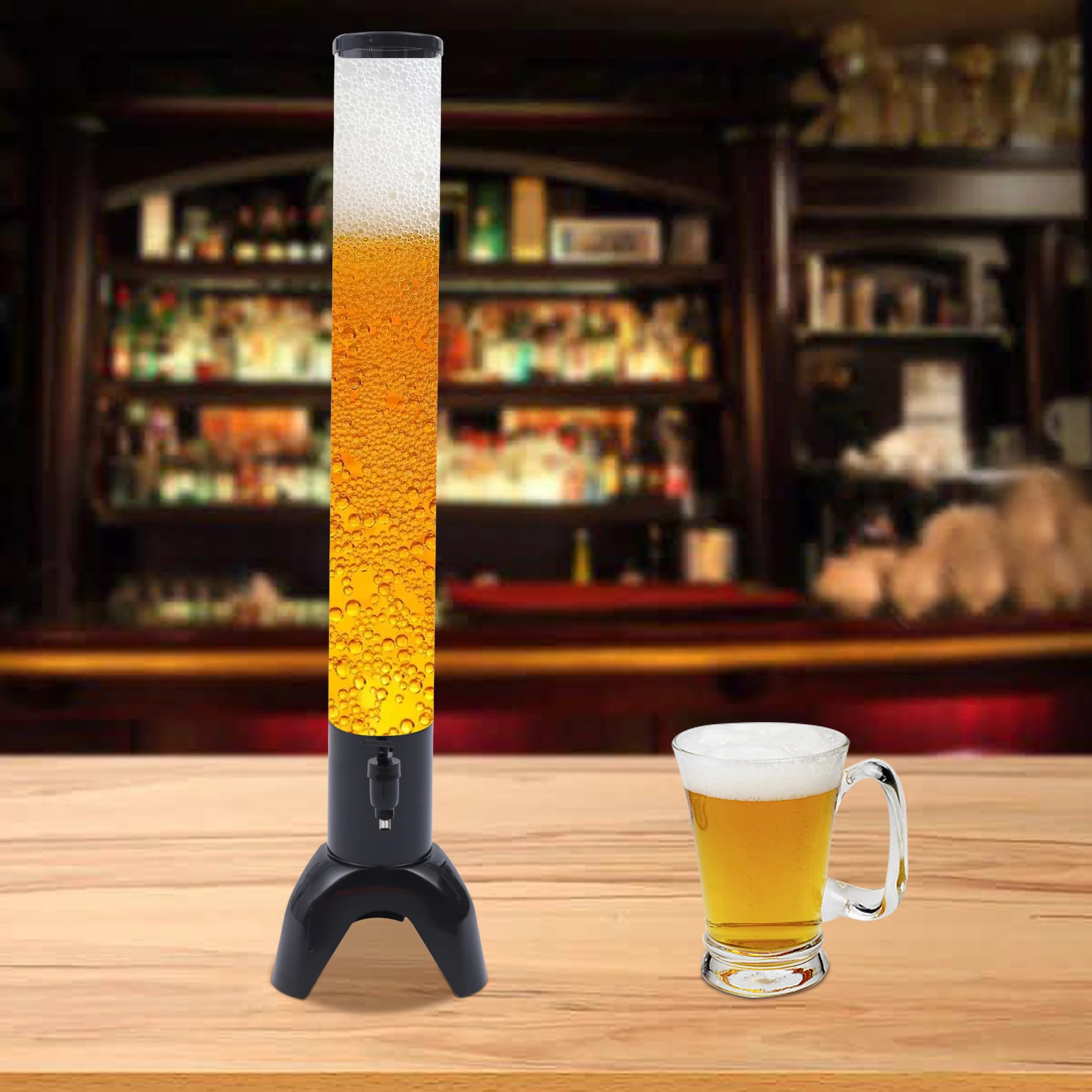 

Beer Tower Dispenser with Stainless Steel Tap and Individual Ice Tube 3L/100oZ