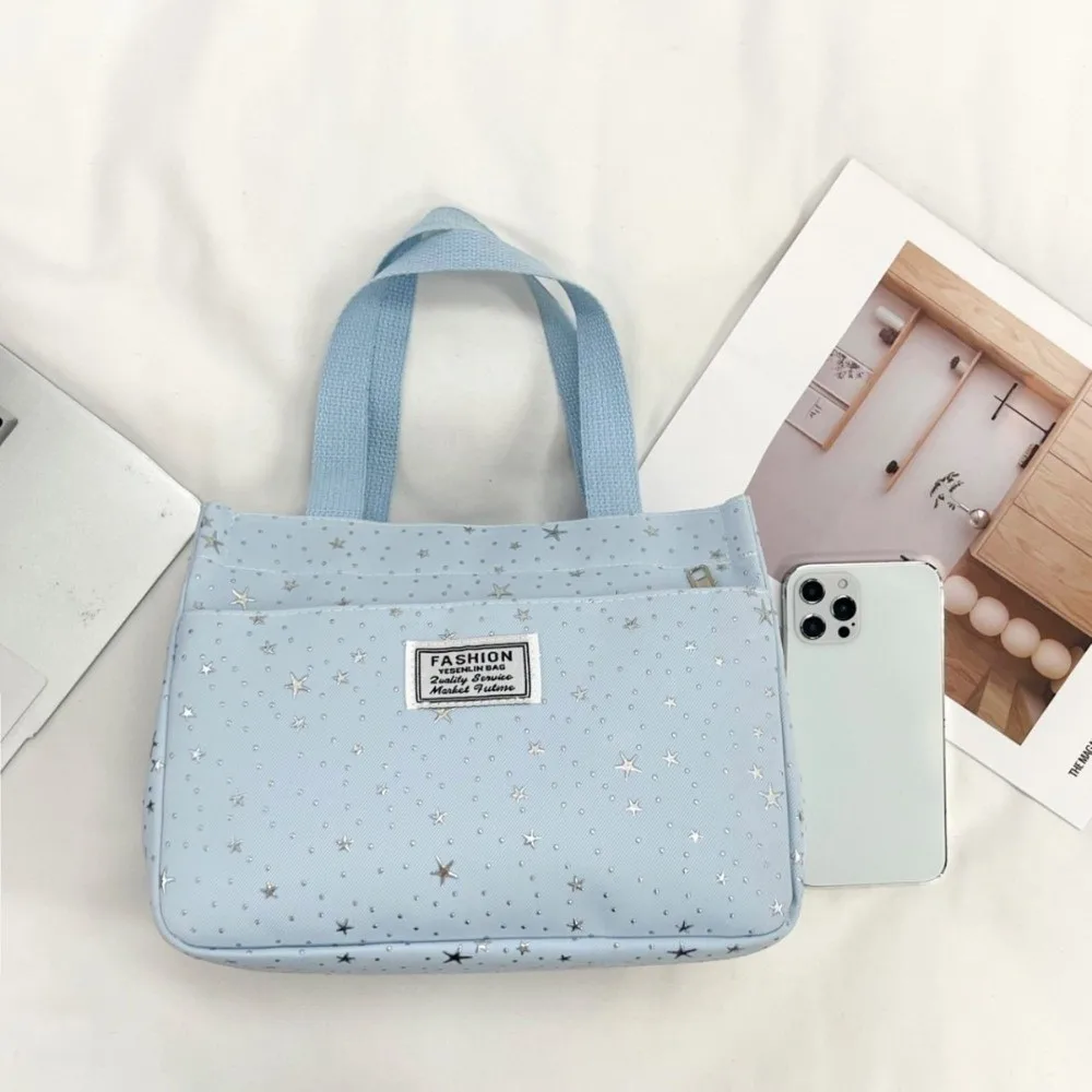 Durable Large Capacity Lunch Bag Thickened Portable Commute Bag Shining Stars Casual Picnic Bag School