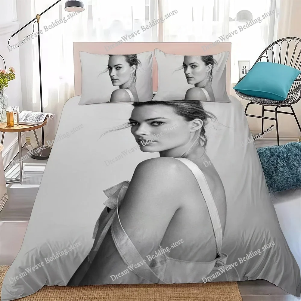Margot R-Robbie Duvet Cover Set Home Style Bedding Soft Laundry Cotton Bed Student Dormitory Gift