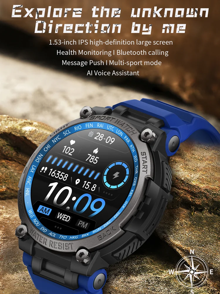 Time Owner Smart Watch 2024 men Anti fall Waterproof Outdoor Sports Smartwatch Bluetooth call Health Monitoring Pedometer