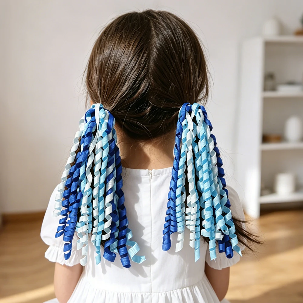 2 Stück/Set Satin-Quasten-Stirnband und Pferdeschwanzhalter, geeignet für Mädchen, dekoratives Haar-Accessoire für WM-Partys – Detail 4