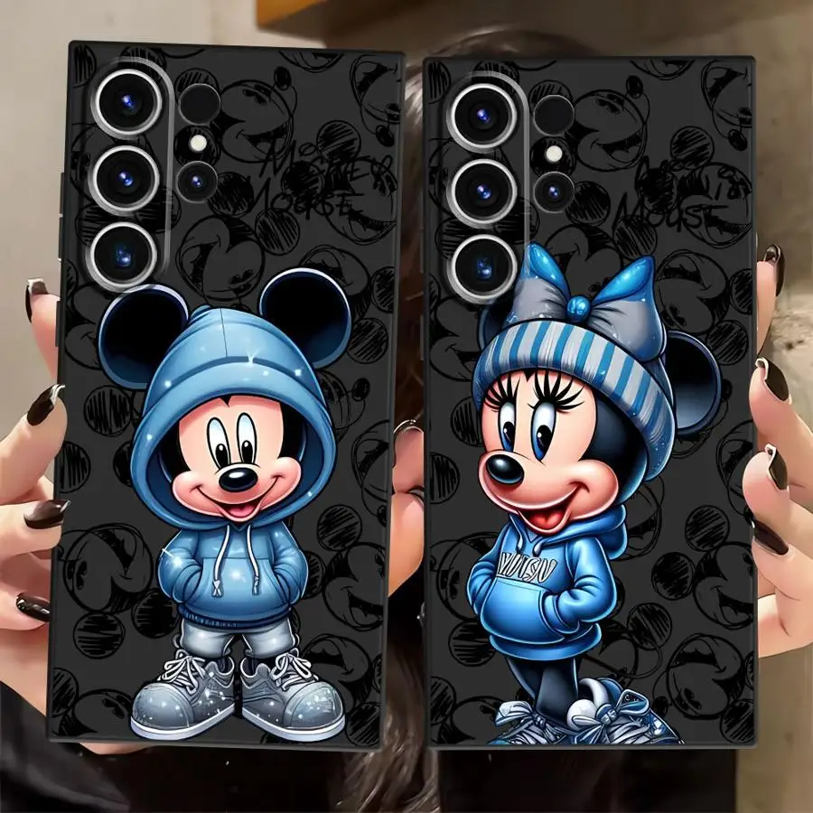 حافظة ديزني ميني لهاتف سامسونج جالاكسي S25 Edge S23 Ultra S21 FE S20 S24 Plus غطاء هاتف ناعم أسود #1
