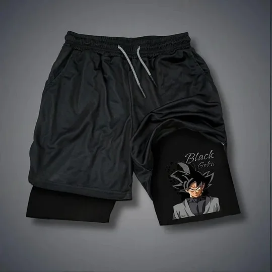 Pantaloncini Dragon Ball 2025 Y2K - Pantaloncini sportivi autentici Goku a doppio strato, con licenza ufficiale, comodi e traspiranti per lo sport