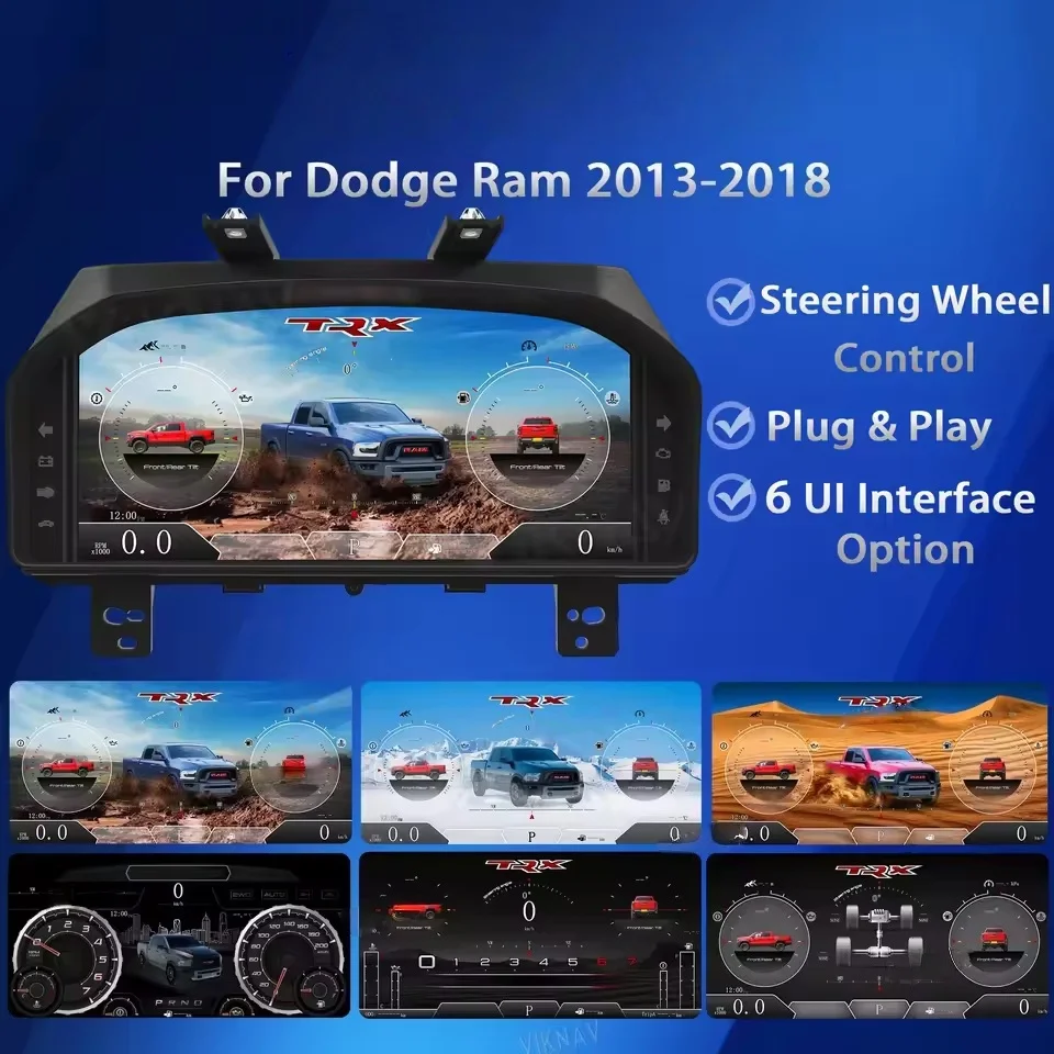 

13.1'' Car Digital Cluster Dashboard Panel For Dodge Ram 1500 2500 3500 2013-2018 Virtual Digital Instrument Speedometer