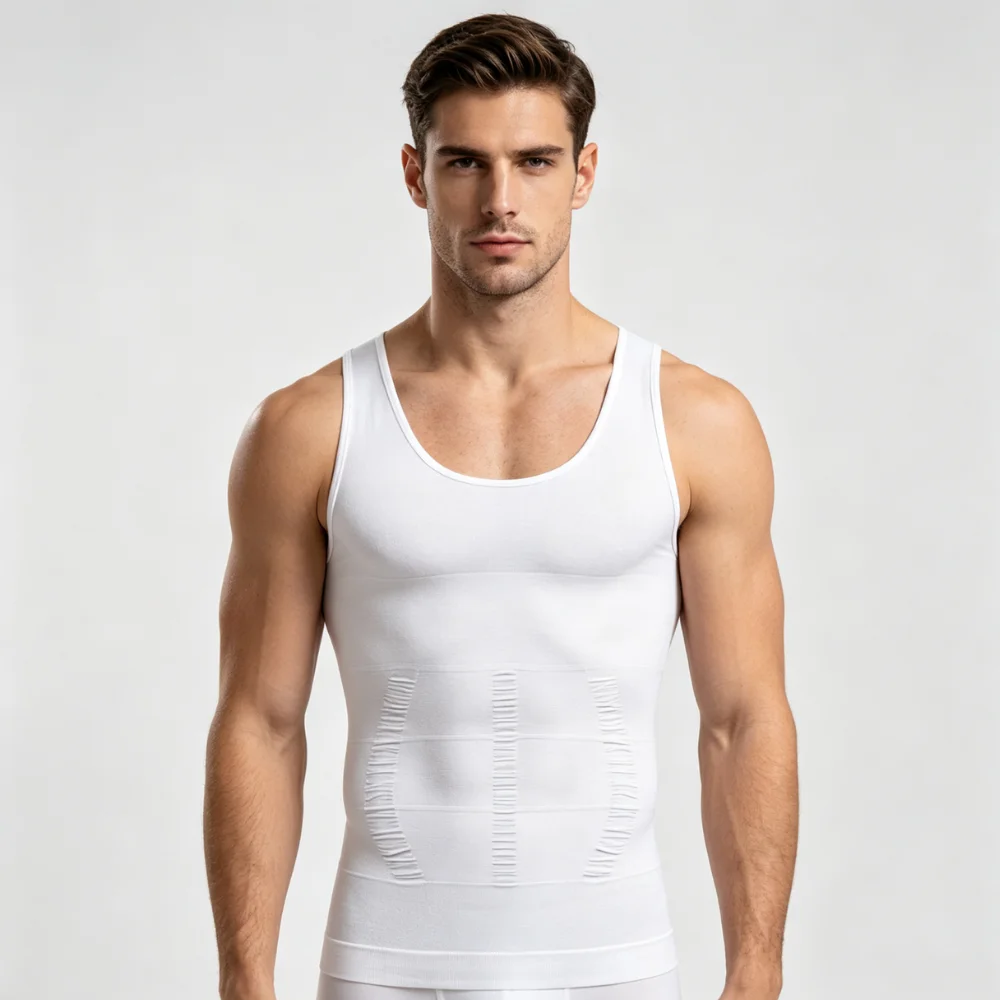 Men's Compression Shirt Undershirt Slimming Tank Top Workout Vest Abs Abdomen Slim Body Shaper