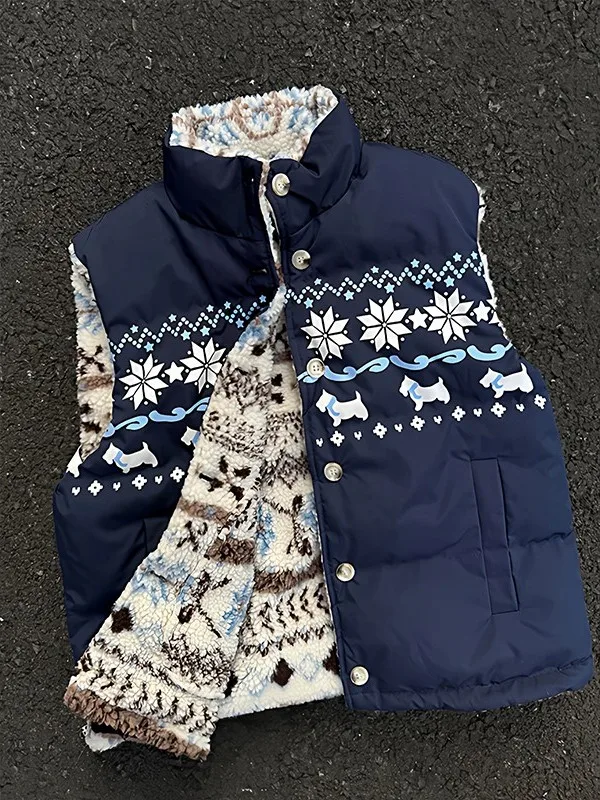 

Двусторонняя женская зимняя теплая куртка-жилет из овечьего флиса с воротником-стойкой, утепленная, на молнии