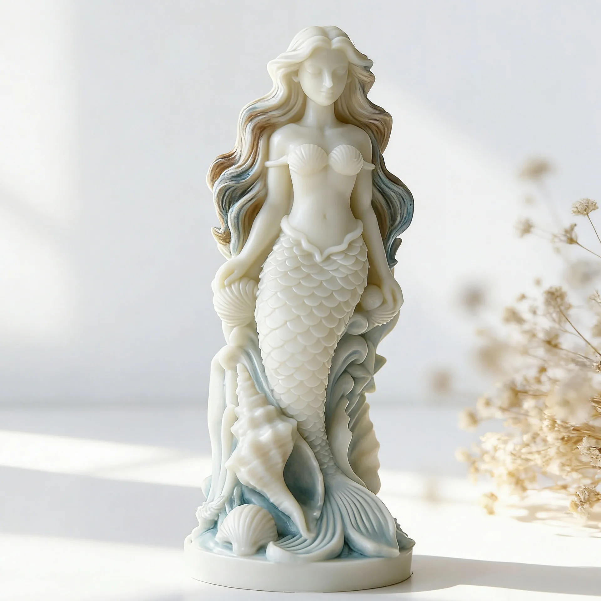 DIY Mermaid Shaped Silicone Mold Handmade Aroma Candle Plaster Ornaments Molds Fish Tail Gypsum Form Molds Home Decoration