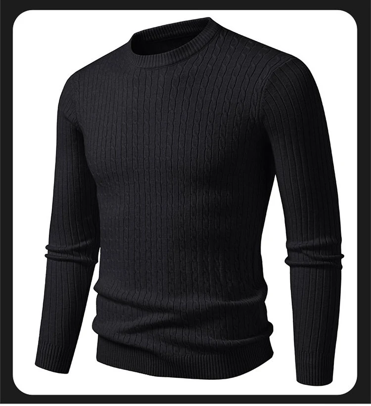 Winter Warmer Pullover Herren Rundhals-Pullover Slim Fit Pullover Herren Gestricktes Innen-Oberteil – Detail 3