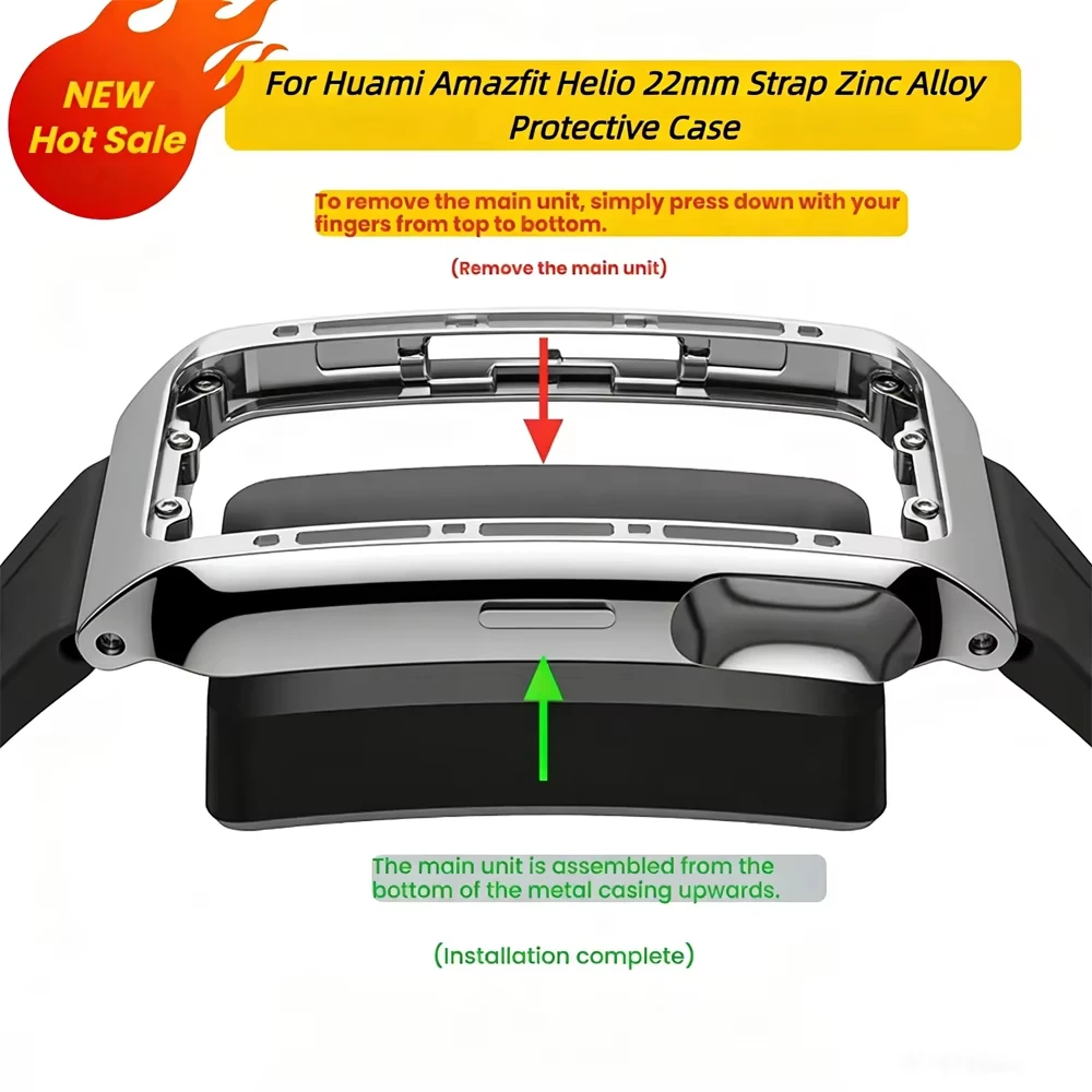 For Huami Amazfit Helio 22mm All-Around Zinc alloy Frame Bumper shell cover correa Amazfit Helio protective csae Accessories image 5
