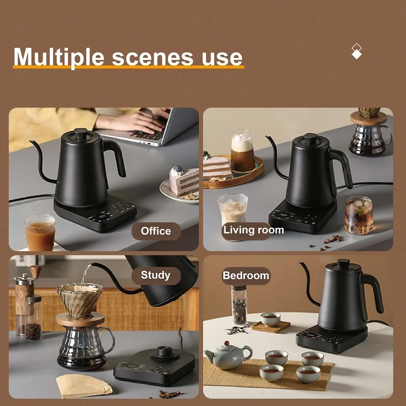 110V/220V Gooseneck Electric Kettle OfficeTemperature Control Teapot Hand Brew Coffee Pot Stainless Steel Inner Electric Kettles