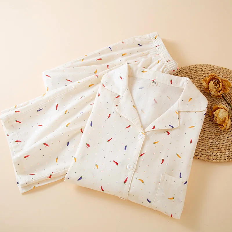 

100% Cotton Gauze Pajama Set Women Soft Breathable Sleepwear Button Down Nursing Loungewear for All Season Sensitive Skin