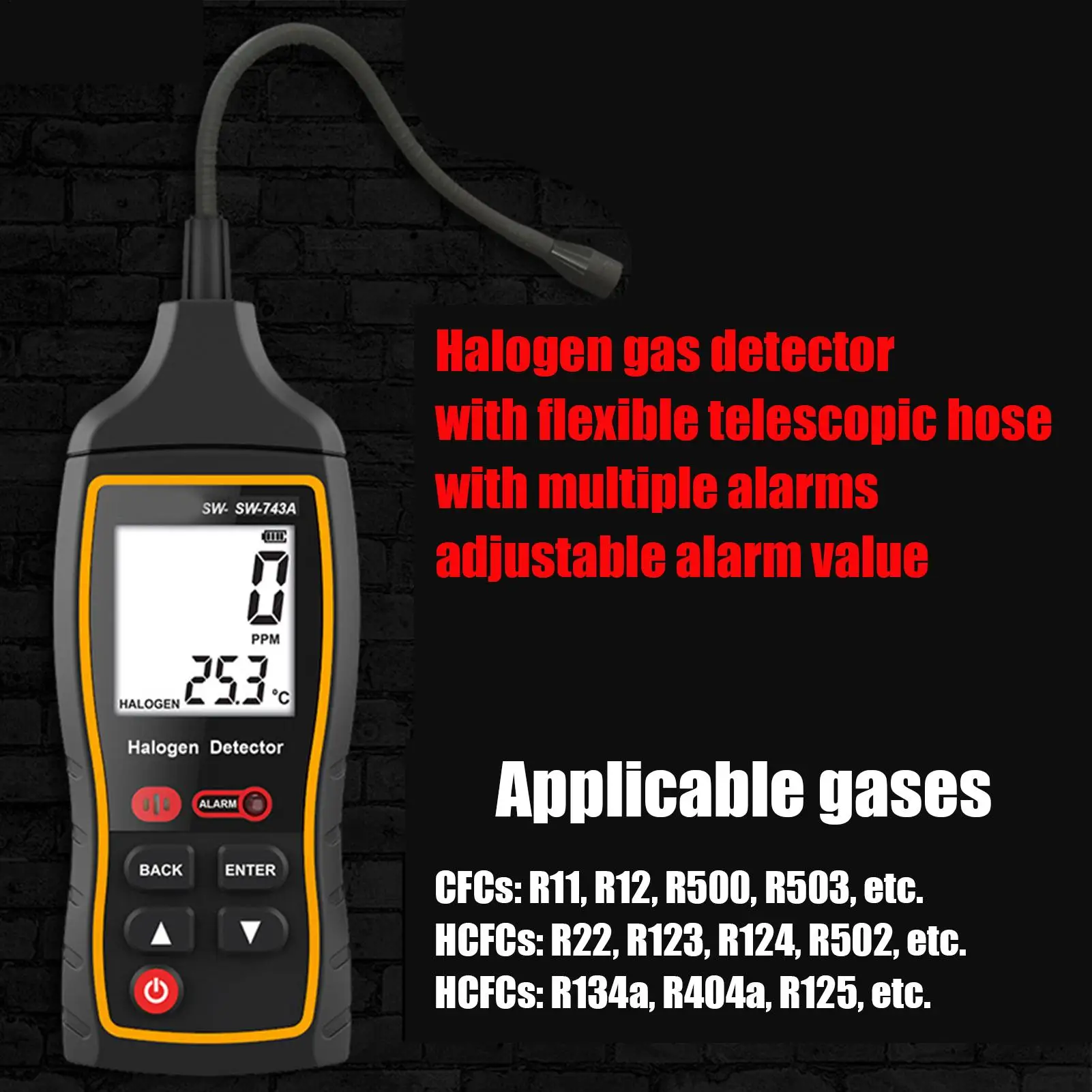 

Halogen Leak Detector Refrigerant Gas Car Air Conditioner Refrigerator Freon CFCs HCFCs Halon Detector Meter