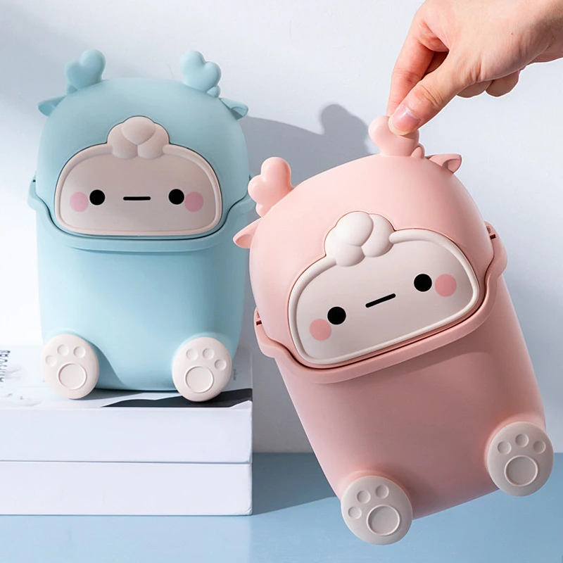 Desktop Trash Can Small Household Table Mini Cartoon Trash Can