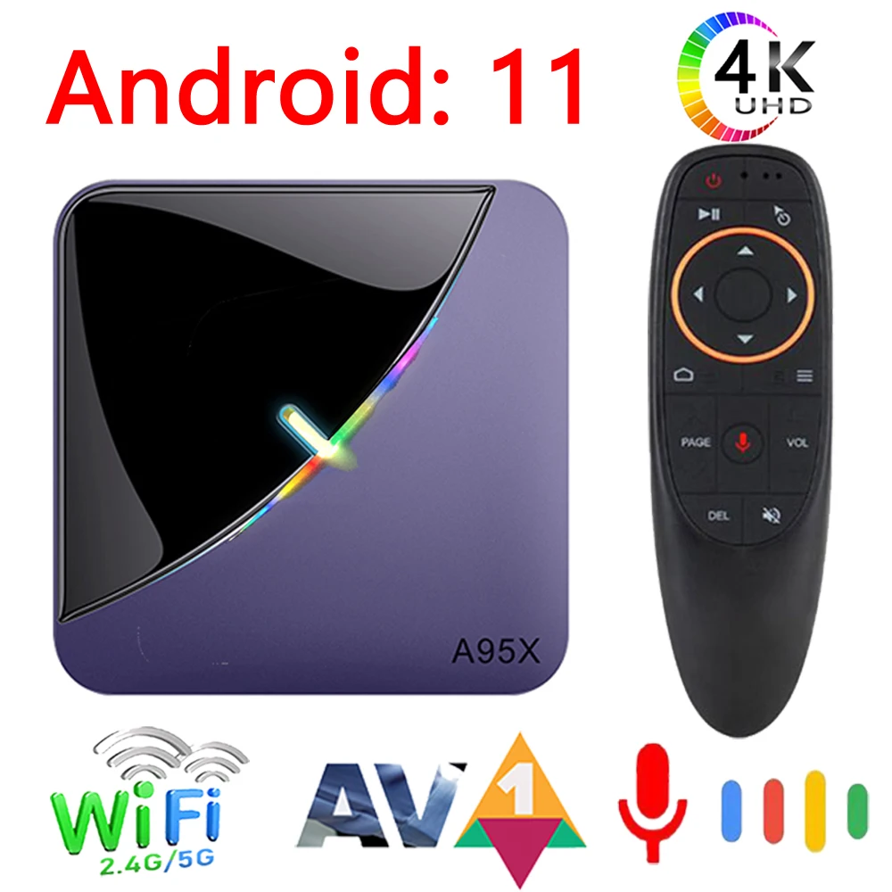 A95x F3 Không II Smart TV Box Android 11 Amlogic S905W2 5G Wifi 4K 3D BT5.0 Đèn RGB tivi Boxs HD Truyền Thông Người Chơi 2G 16G 32G 4G 64G