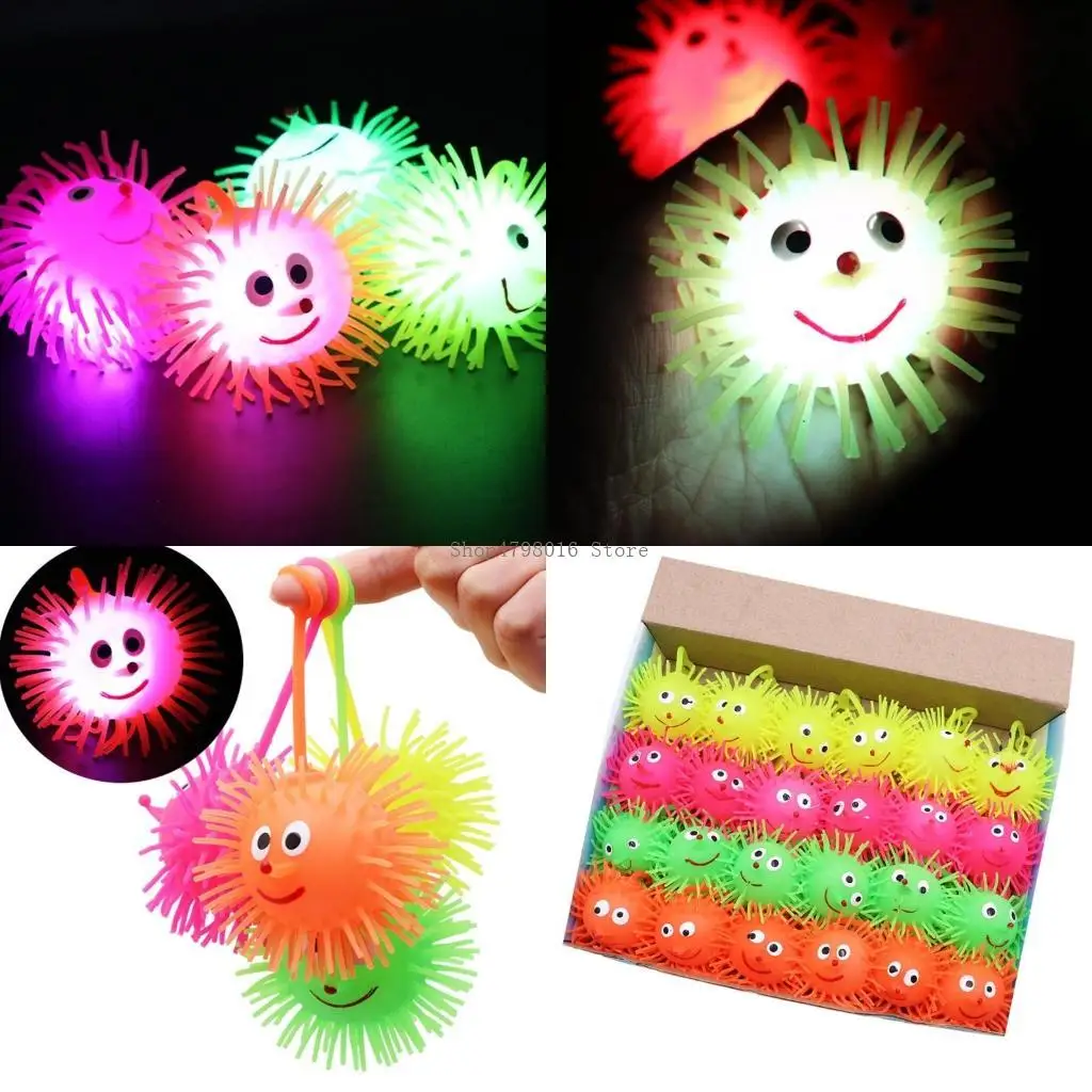 

24Pieces Light Up Balls Valentines Day Card for Kids Classroom Bouncing Balls Party Favor Goodie Bag Gifts